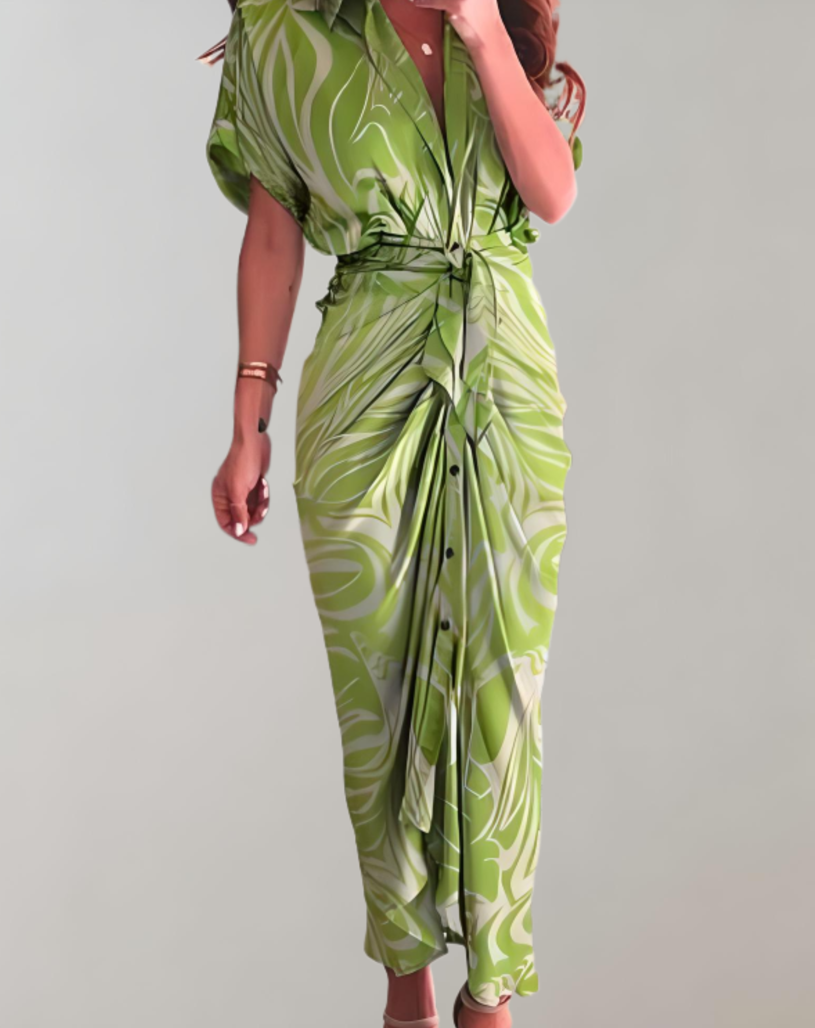Elegantia - Lang Getailleerd Jurk met Stijlvolle Details
