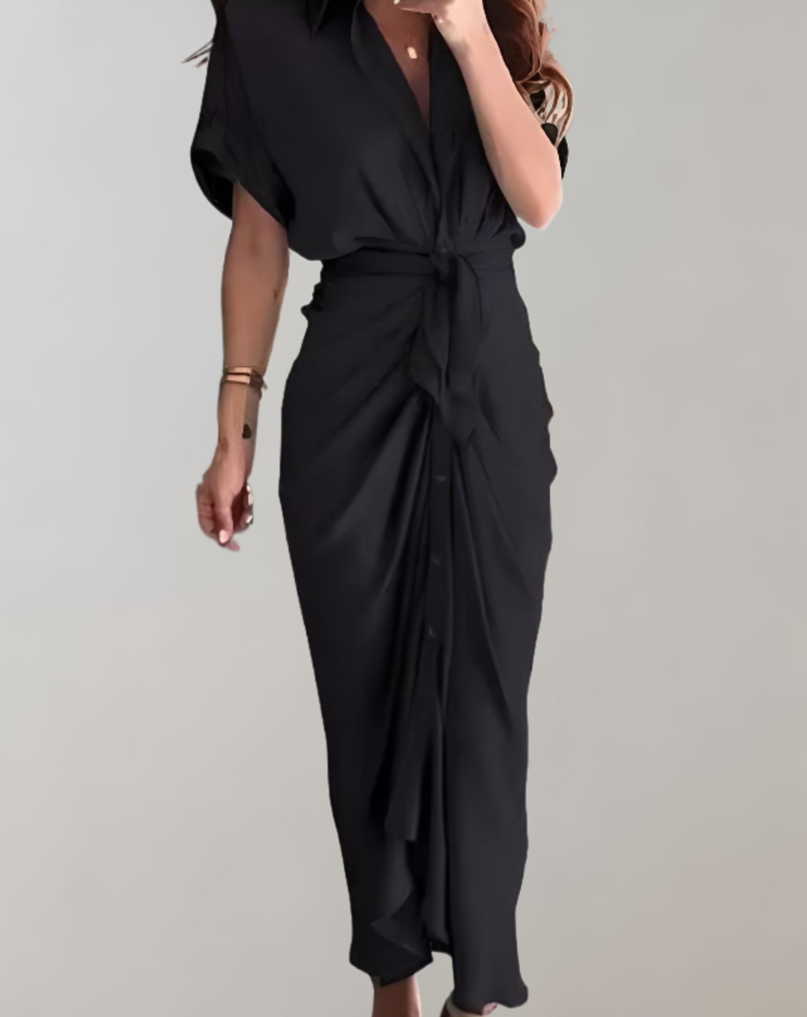 Elegantia - Lang Getailleerd Jurk met Stijlvolle Details