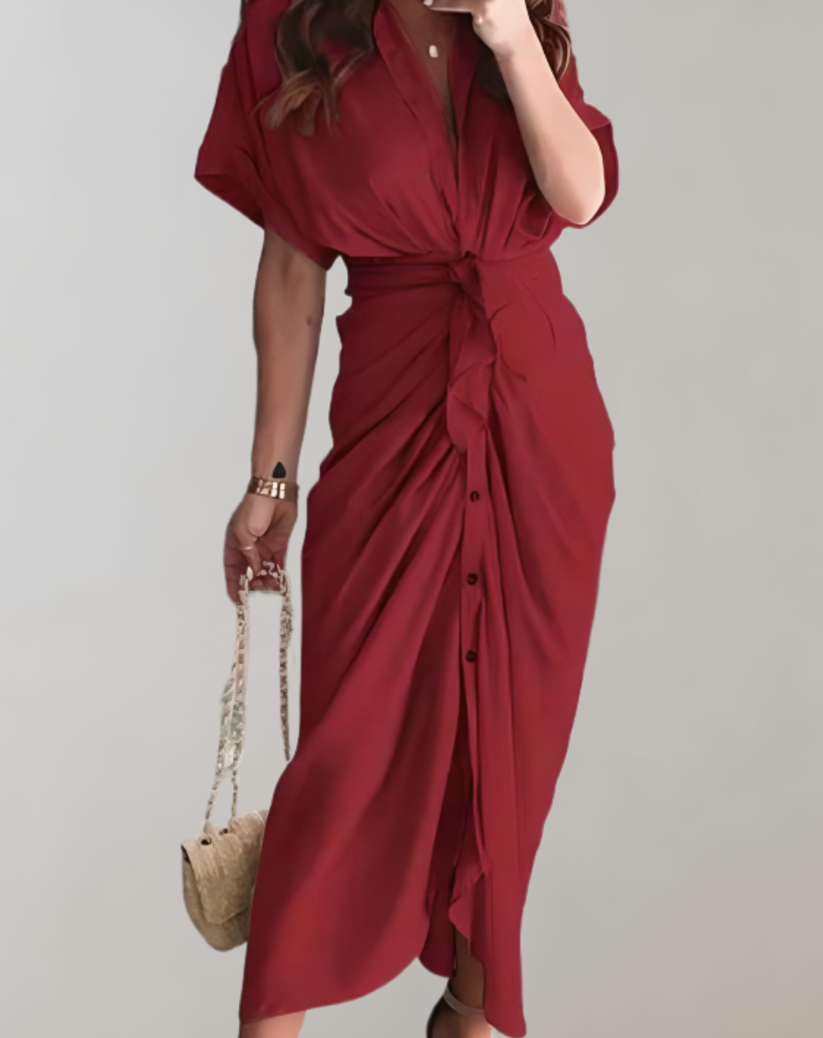 Elegantia - Lang Getailleerd Jurk met Stijlvolle Details