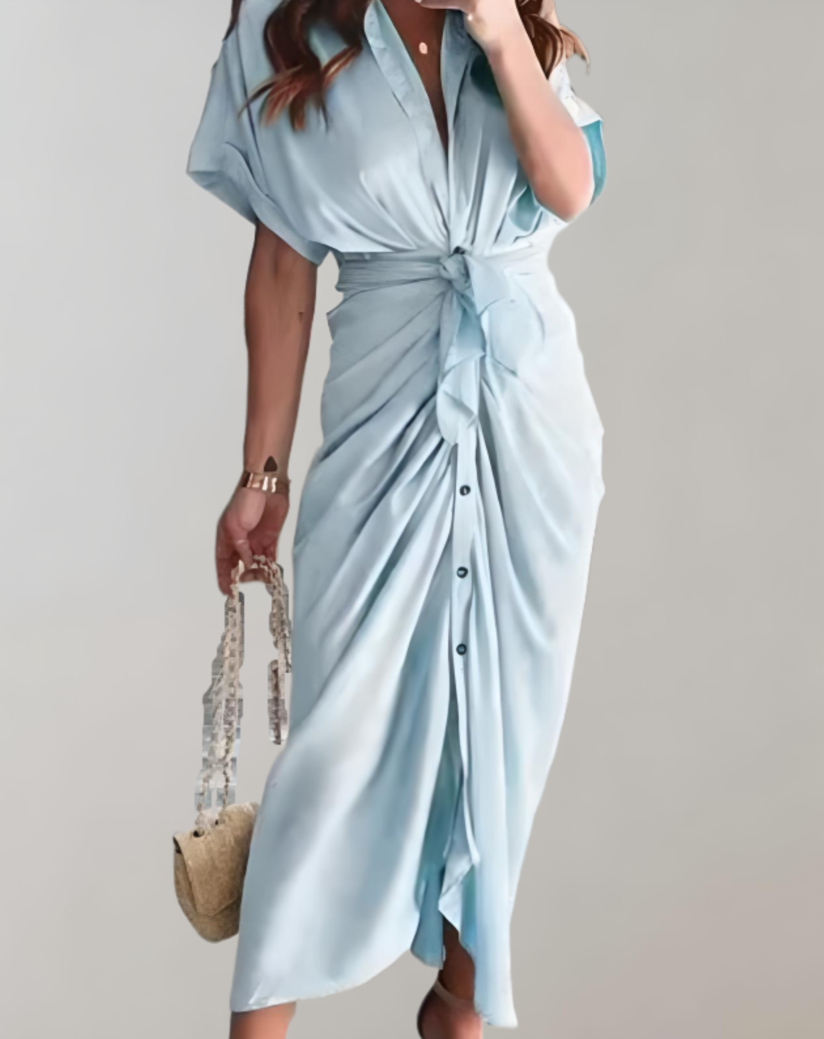 Elegantia - Lang Getailleerd Jurk met Stijlvolle Details