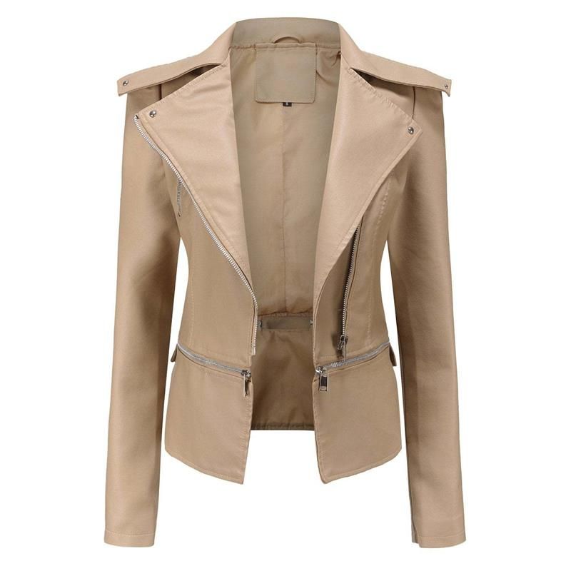NoirJacket - Gotische Zachte Leren Jas met Revers en Ademend Ritsontwerp