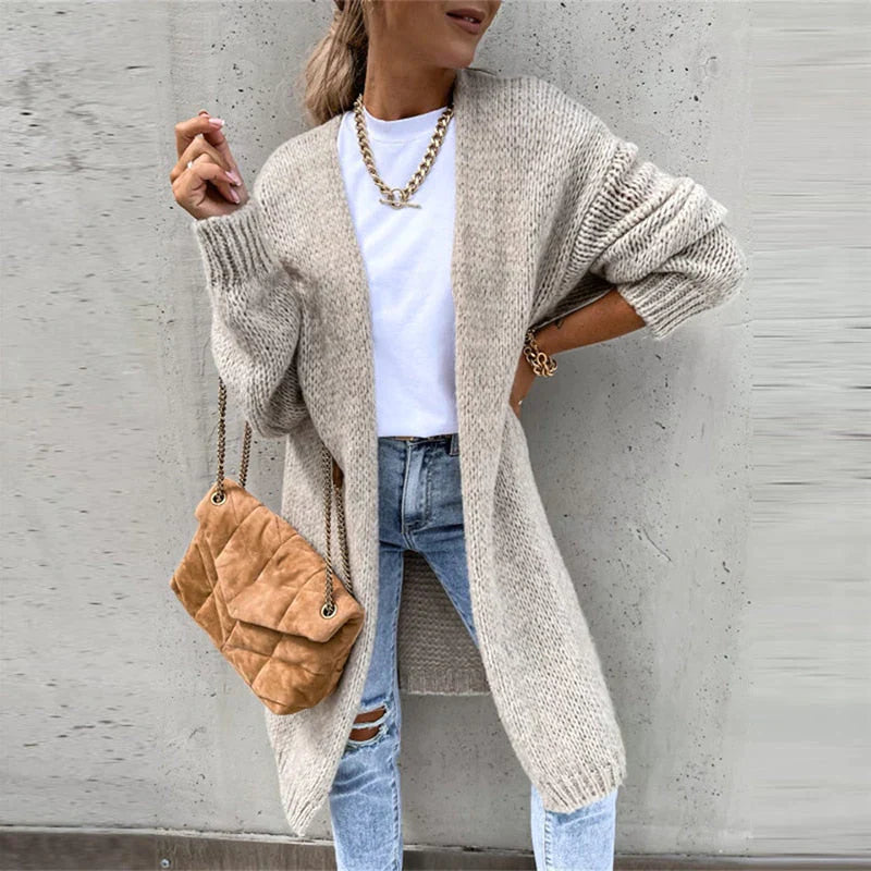 LunaKnit - Lange Gebreide Damesvest – Casual en Stijlvol Comfort
