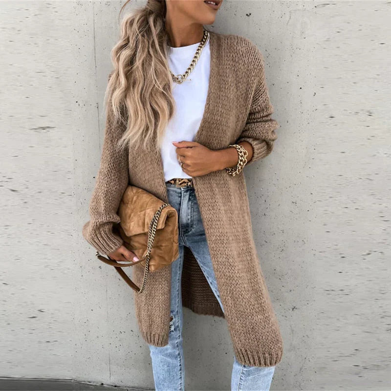 LunaKnit - Lange Gebreide Damesvest – Casual en Stijlvol Comfort