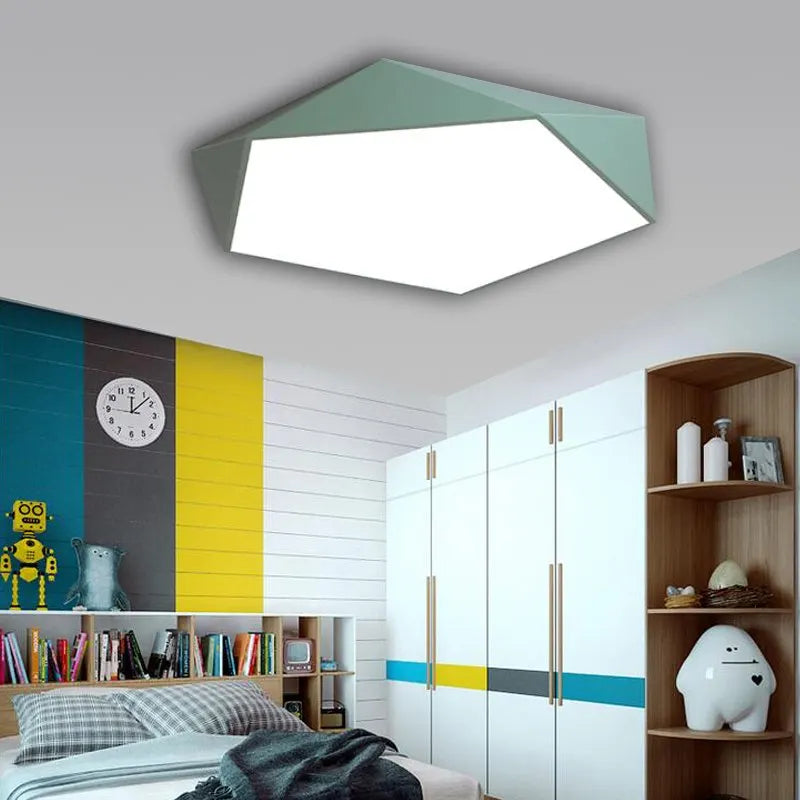 PolygonGlow - Vijfhoekige Macaron Plafondlamp met LED Verlichting voor Slaapkamer en Woonkamer