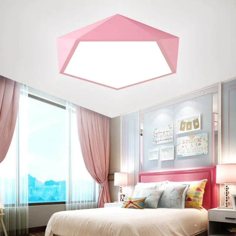PolygonGlow - Vijfhoekige Macaron Plafondlamp met LED Verlichting voor Slaapkamer en Woonkamer