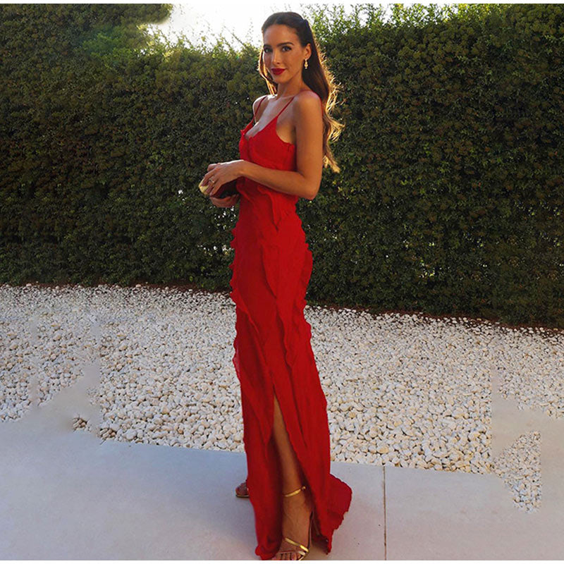 Rosa - Mouwloos Maxikleed met Ruches | Elegante Zomerjurk voor Een Verfijnde Look