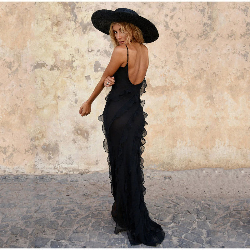 Rosa - Mouwloos Maxikleed met Ruches | Elegante Zomerjurk voor Een Verfijnde Look