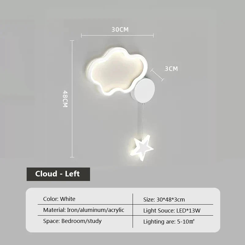 DreamGlow - Wolk, Ster en Maan LED Wandlamp | Sfeervolle Verlichting voor Kinderkamers