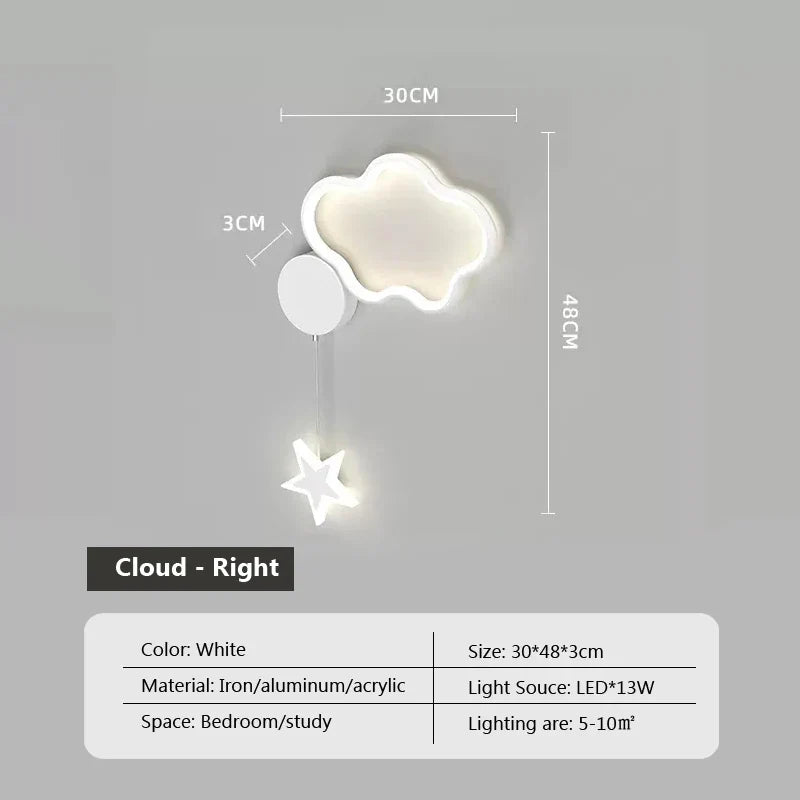 DreamGlow - Wolk, Ster en Maan LED Wandlamp | Sfeervolle Verlichting voor Kinderkamers
