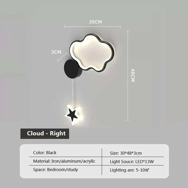 DreamGlow - Wolk, Ster en Maan LED Wandlamp | Sfeervolle Verlichting voor Kinderkamers