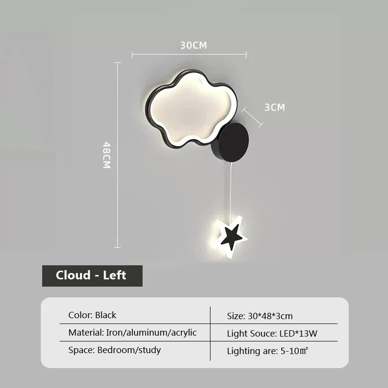 DreamGlow - Wolk, Ster en Maan LED Wandlamp | Sfeervolle Verlichting voor Kinderkamers