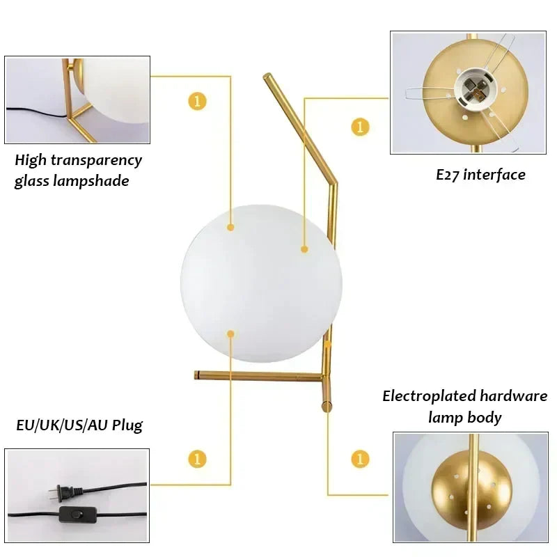 MetroGlow - Eigentijdse Strakke Glazen Tafellamp voor Elegante Verlichting