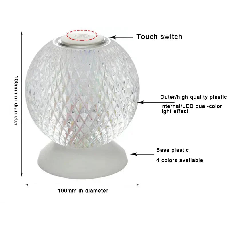 CrystalWave - Moderne Draadloze Kristallen Tafellamp voor Luxe Verlichting