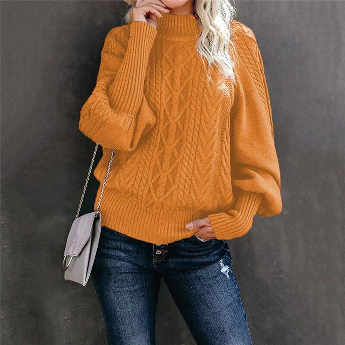 Sophia Venetia Basics - Gehaakte Damespullover met Hoge Kraag - Stijlvolle en Warme Trui