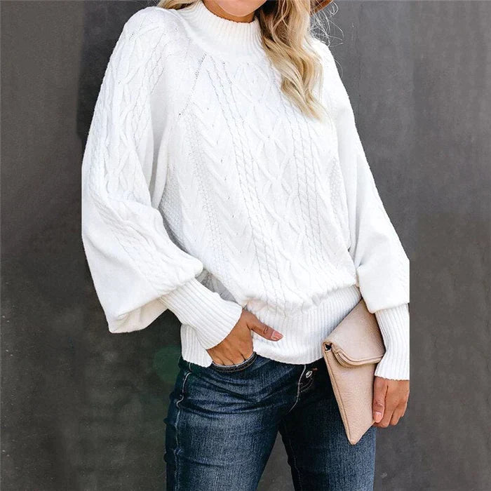 Sophia Venetia Basics - Gehaakte Damespullover met Hoge Kraag - Stijlvolle en Warme Trui