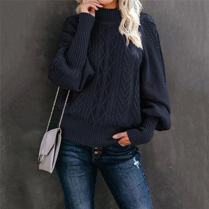 Sophia Venetia Basics - Gehaakte Damespullover met Hoge Kraag - Stijlvolle en Warme Trui