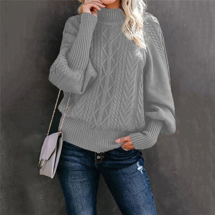 Sophia Venetia Basics - Gehaakte Damespullover met Hoge Kraag - Stijlvolle en Warme Trui