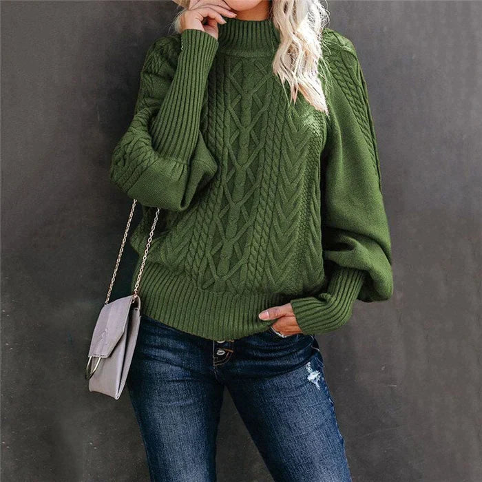 Sophia Venetia Basics - Gehaakte Damespullover met Hoge Kraag - Stijlvolle en Warme Trui