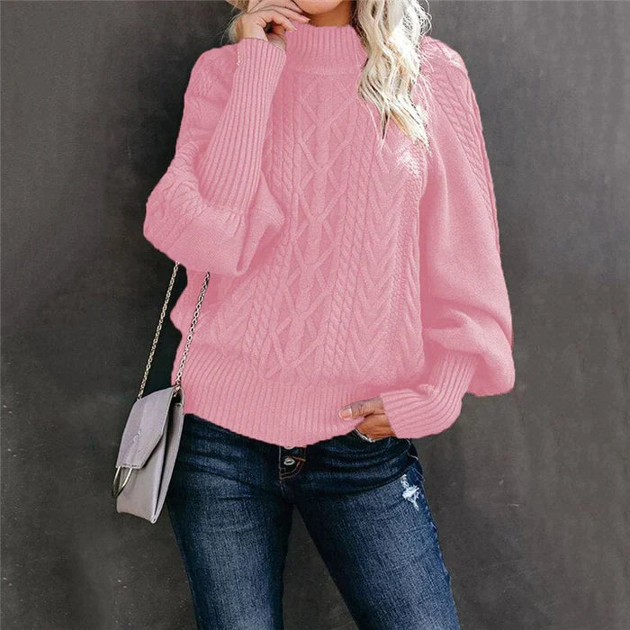 Sophia Venetia Basics - Gehaakte Damespullover met Hoge Kraag - Stijlvolle en Warme Trui