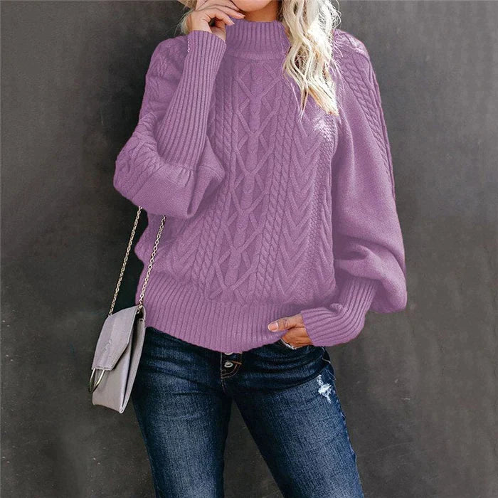 Sophia Venetia Basics - Gehaakte Damespullover met Hoge Kraag - Stijlvolle en Warme Trui