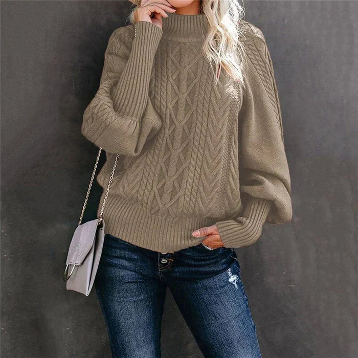 Sophia Venetia Basics - Gehaakte Damespullover met Hoge Kraag - Stijlvolle en Warme Trui
