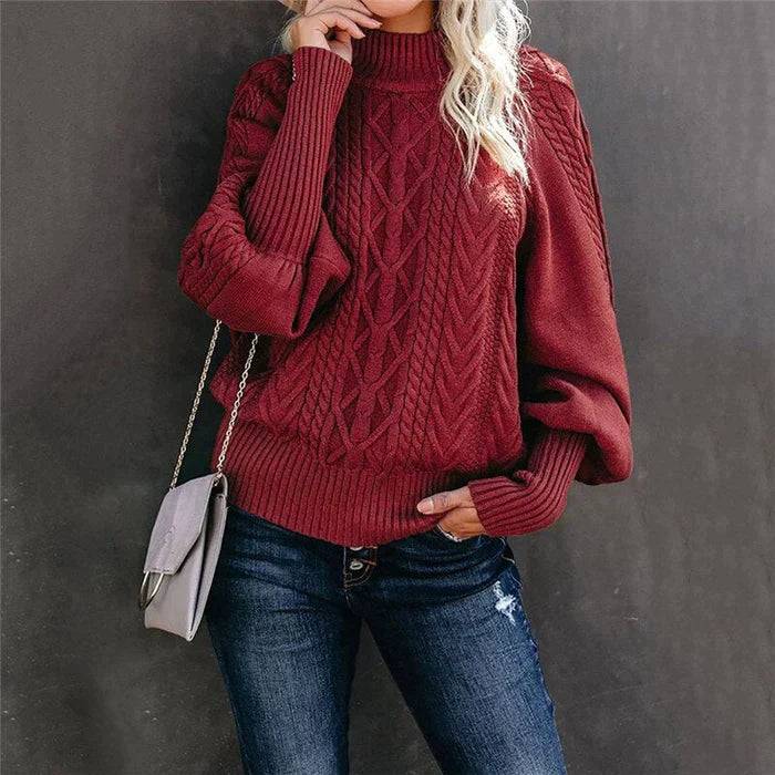 Sophia Venetia Basics - Gehaakte Damespullover met Hoge Kraag - Stijlvolle en Warme Trui
