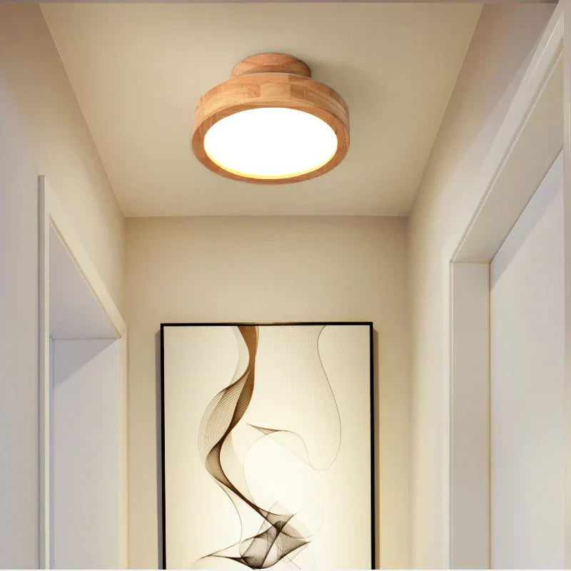 NordWood Ronde Plafondlamp - Scandinavische Massief Houten Lamp met Modern Design