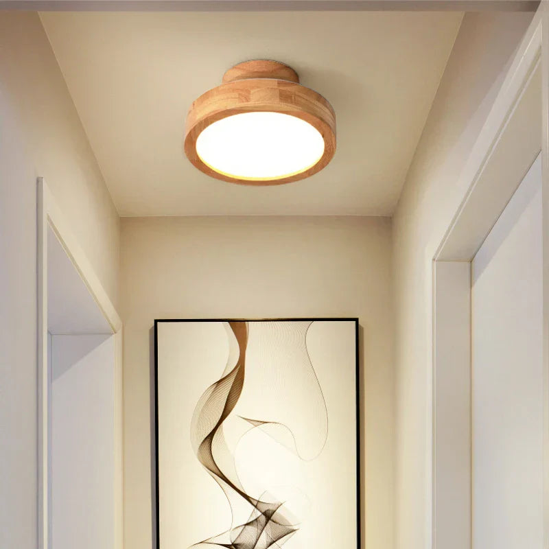 NordWood Ronde Plafondlamp - Scandinavische Massief Houten Lamp met Modern Design