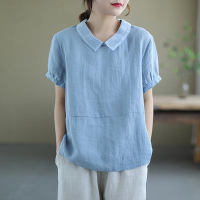 Livia - Linnen Vintage Blouse voor Dames | Stijlvolle en Comfortabele Blouse