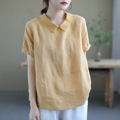 Livia - Linnen Vintage Blouse voor Dames | Stijlvolle en Comfortabele Blouse
