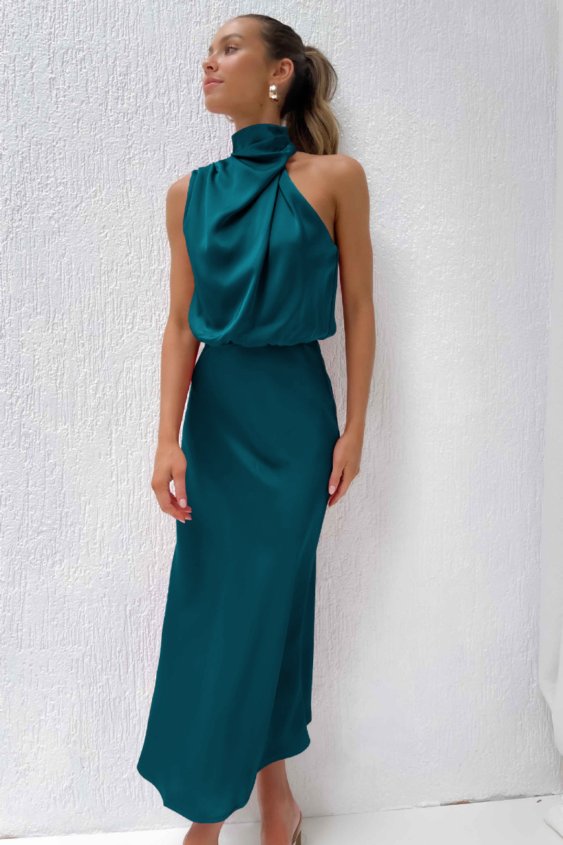 Juliëtte - Stijlvol midikleed met asymmetrische halslijn