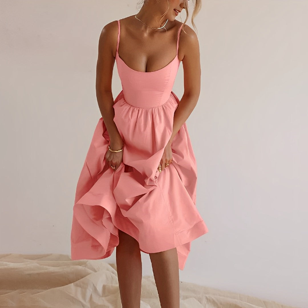 Fabienne - Spaghetti Bandjes Puff Jurk voor Dames - Elegante Zomerjurk
