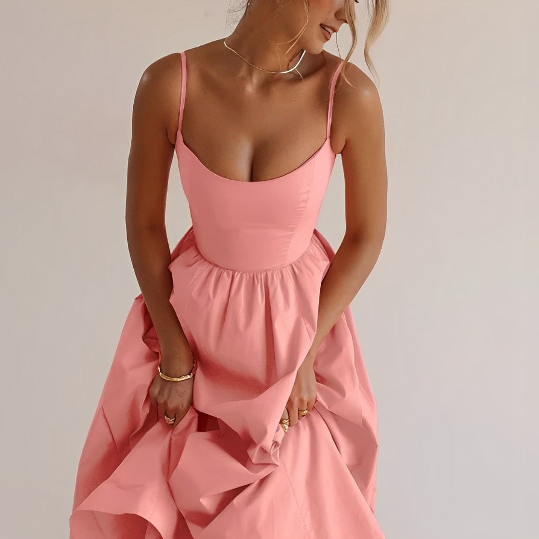 Fabienne - Spaghetti Bandjes Puff Jurk voor Dames - Elegante Zomerjurk