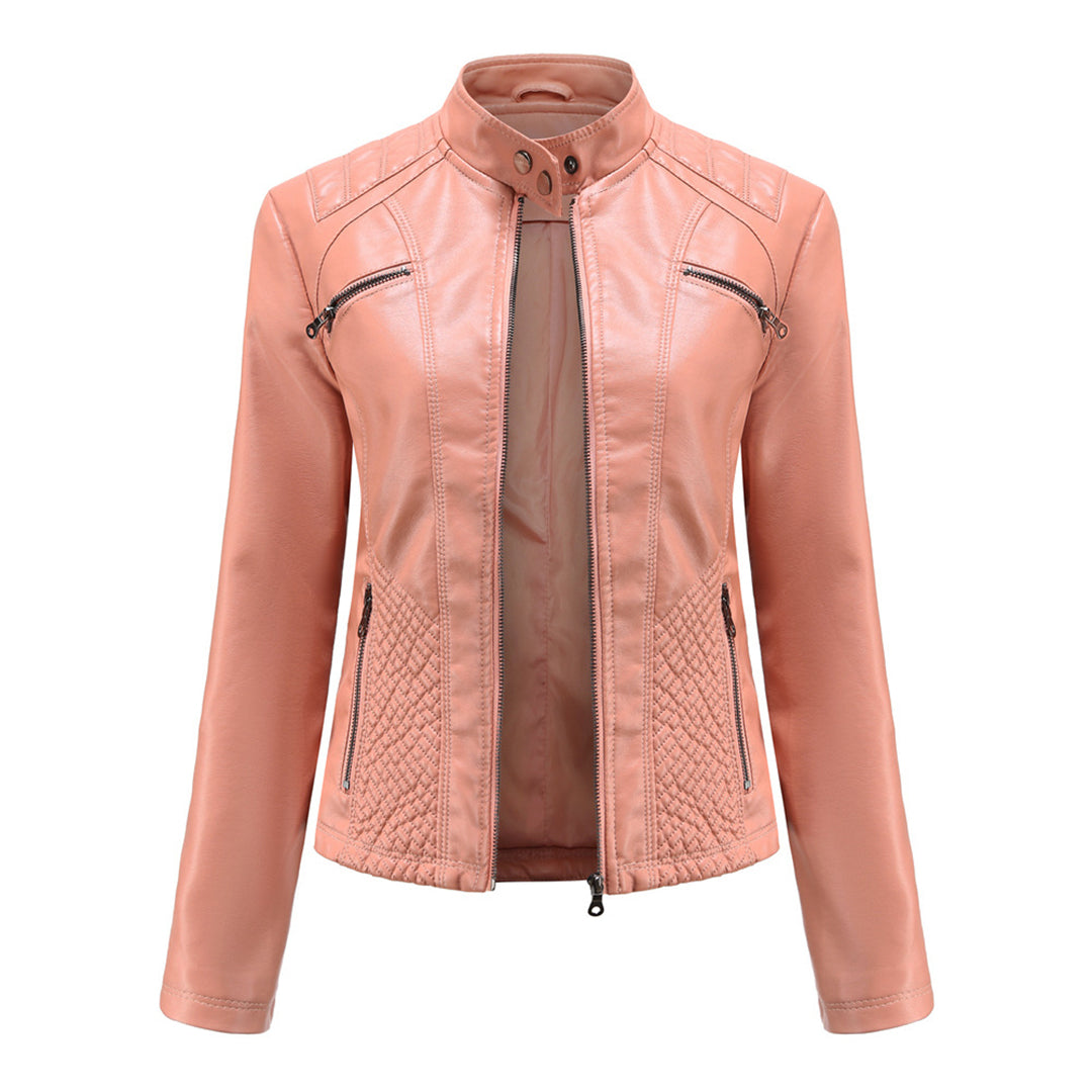 Asymmetrische Leren Jas voor Dames - Modieuze Jack met Rits Sluiting