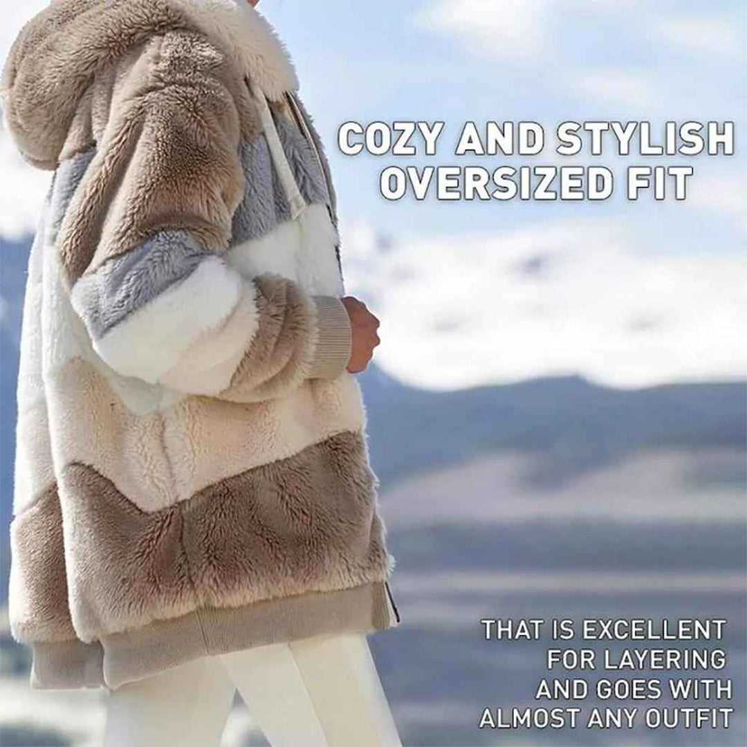 Winter Warme Oversized Damesjas met Capuchon Lange Mouw Jack voor Koude Dagen