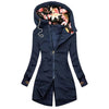 Ariane - Warme Herfst- of Winterjas met Capuchon en Bloemenprint voor Dames
