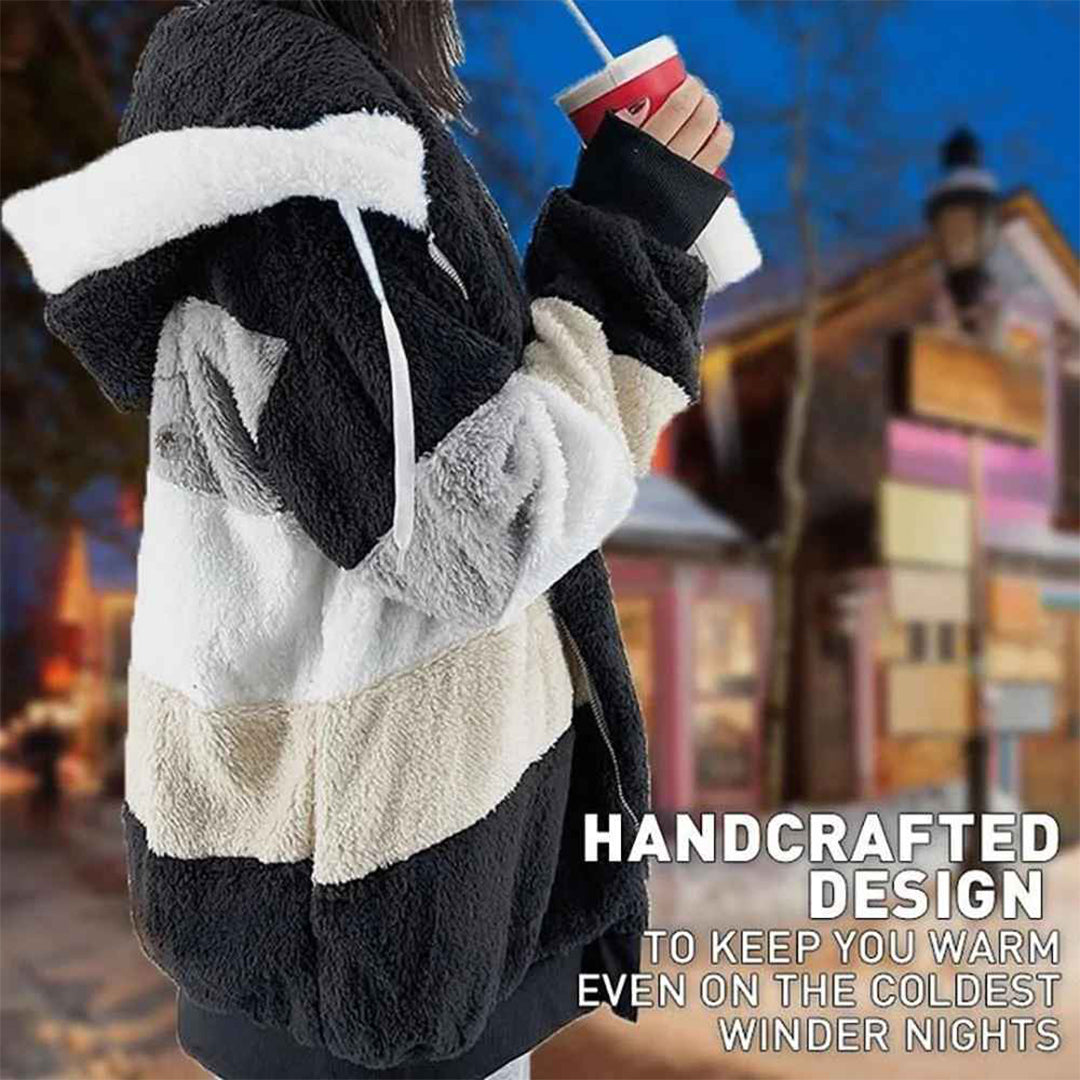 Winter Warme Oversized Damesjas met Capuchon Lange Mouw Jack voor Koude Dagen