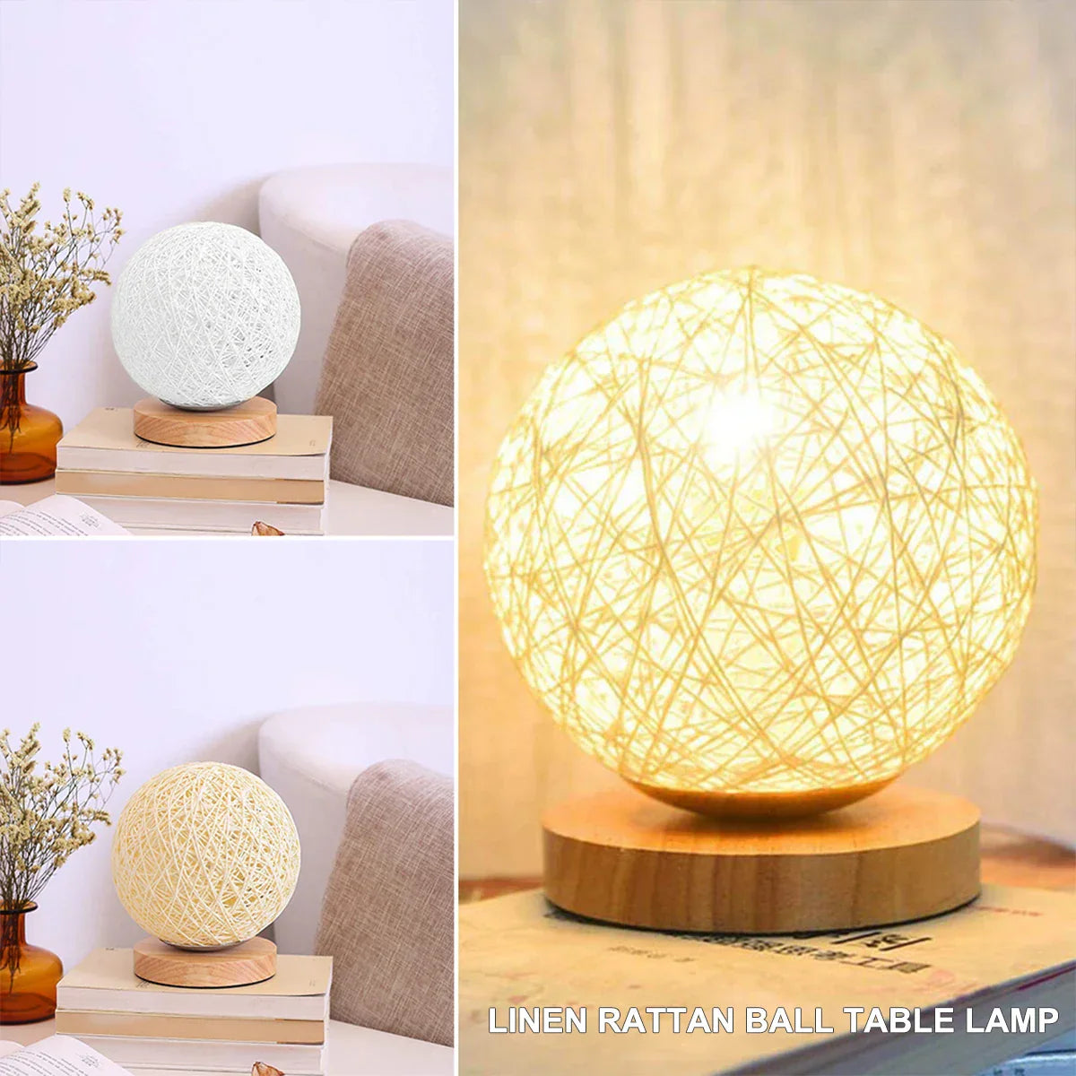 WeaveLight - Rotan Bolvormige Tafellamp | Natuurlijke Sfeerverlichting voor Thuis
