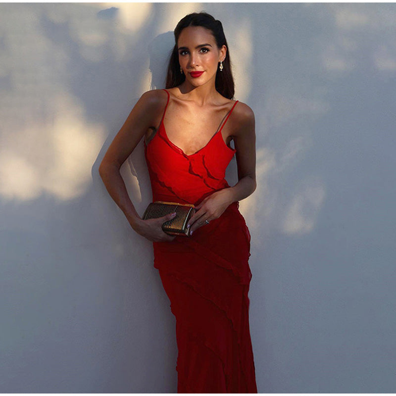 Rosa - Mouwloos Maxikleed met Ruches | Elegante Zomerjurk voor Een Verfijnde Look