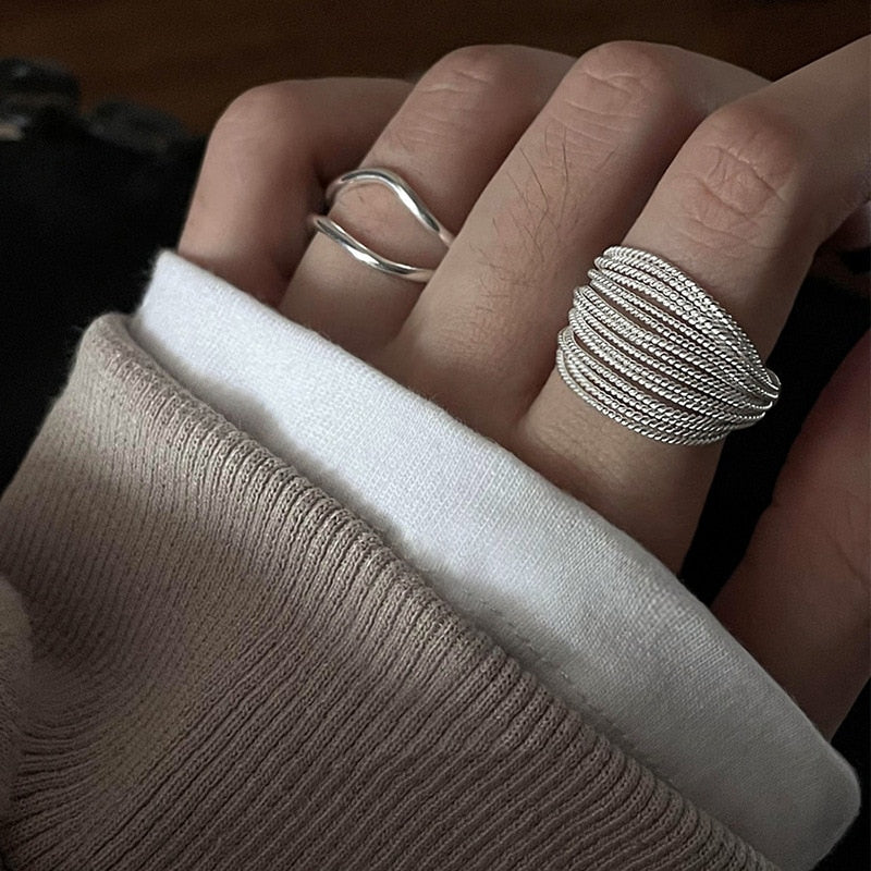 Elise's Elegante Bochtenring - Dames 925 Sterlingsilver Verstelbare Vintage-Ring voor Bijzondere Gelegenheden