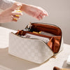 Luxe Boho Geruite Make-up Tas | Stijlvolle Kosmetische Organizer