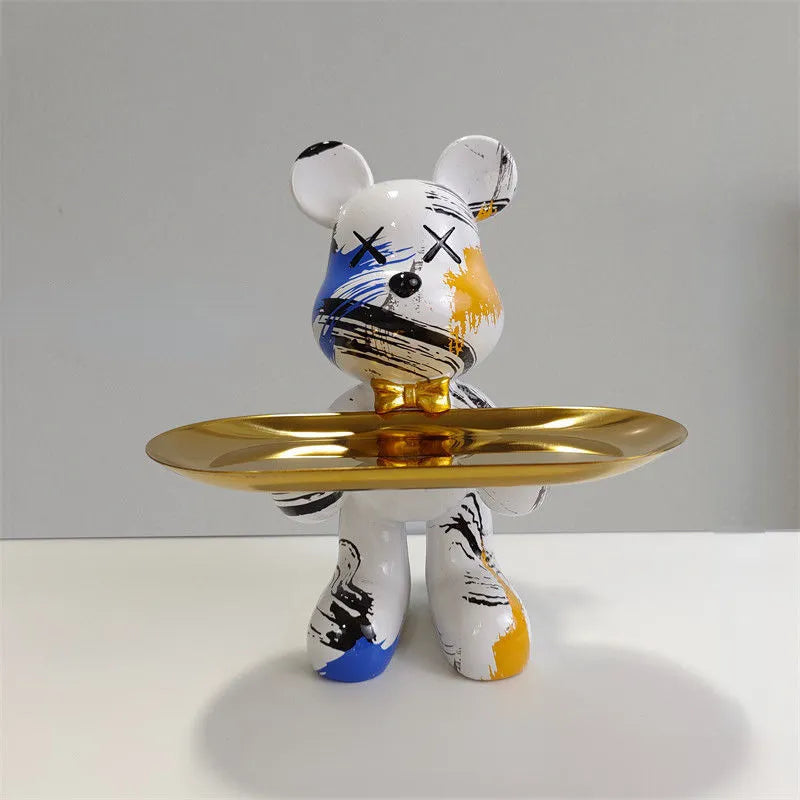 ArtBear - Berenstandbeeld met Decoratief Dienblad | Stijlvol en Functioneel Woonaccessoire