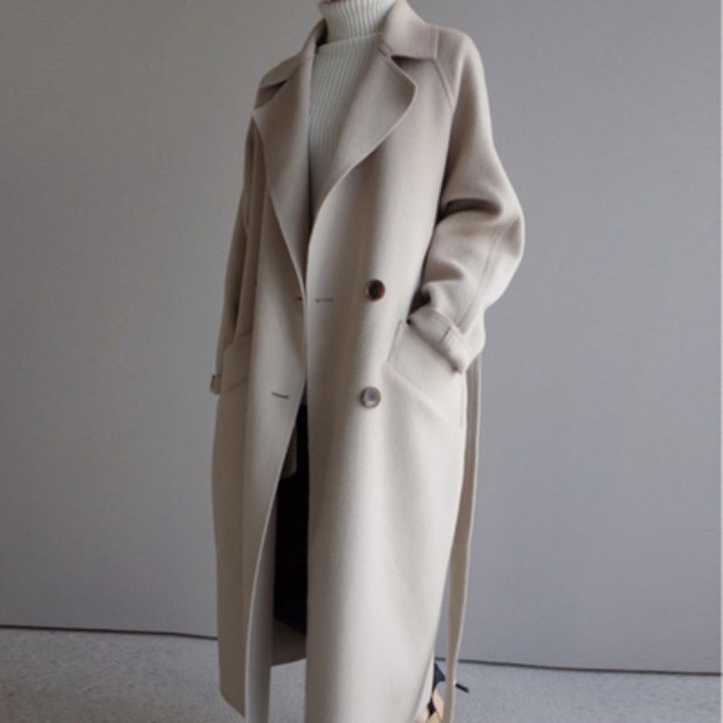 Amara - Lange Wolmantel voor Dames met Elegante Stijl en Warmte