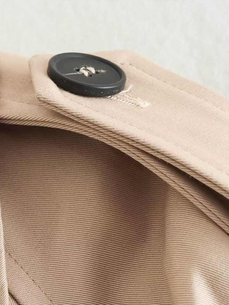 Stijlvolle Beige Cropped Trenchcoat – Moderne Elegantie voor Dames