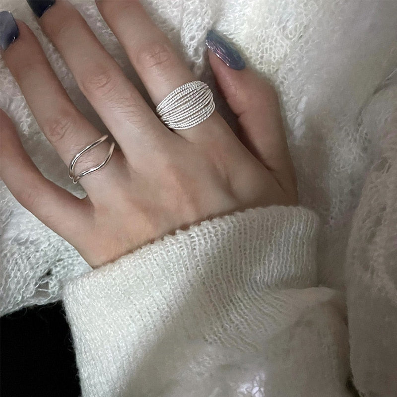 Elise's Elegante Bochtenring - Dames 925 Sterlingsilver Verstelbare Vintage-Ring voor Bijzondere Gelegenheden