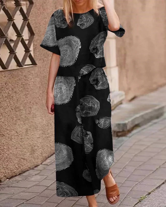 Alina - Modern Tweedelig Set met Fladdertop voor Dames | Stijlvol en Comfortabel Outfit