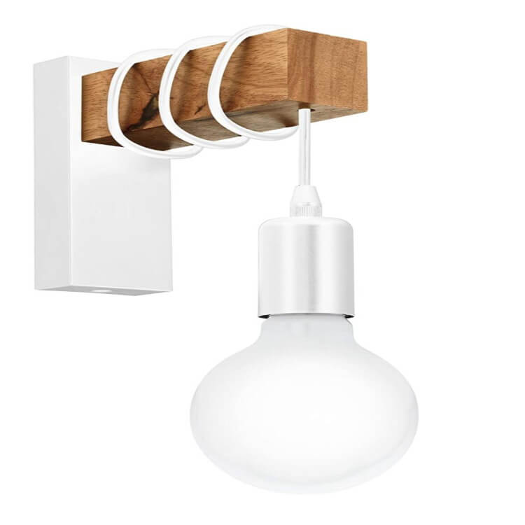 LumiGlobe - Wandlamp met Kunststof Lampenkap en Houten Arm