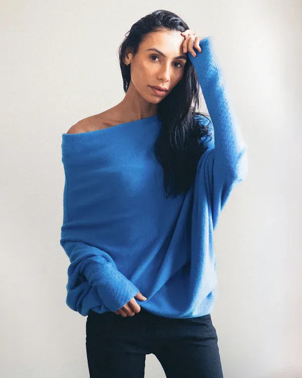 CloudDrape - Asymmetrische Dames Trui met Elegante Drapering