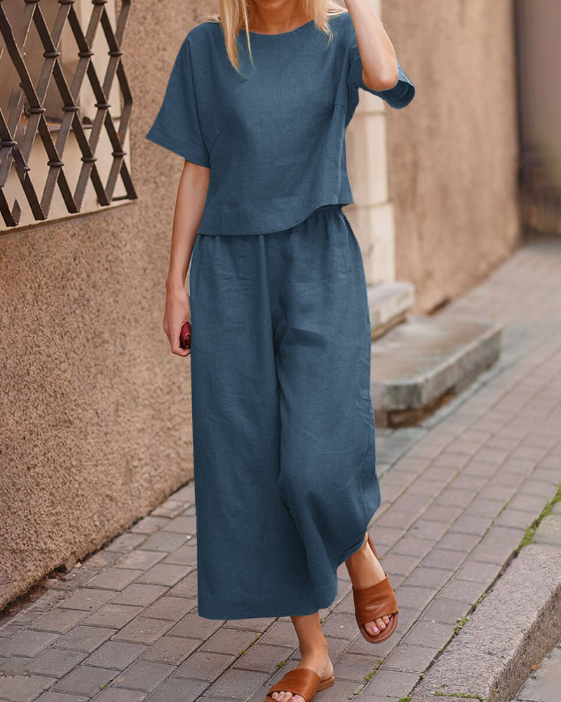 Alina - Modern Tweedelig Set met Fladdertop voor Dames | Stijlvol en Comfortabel Outfit