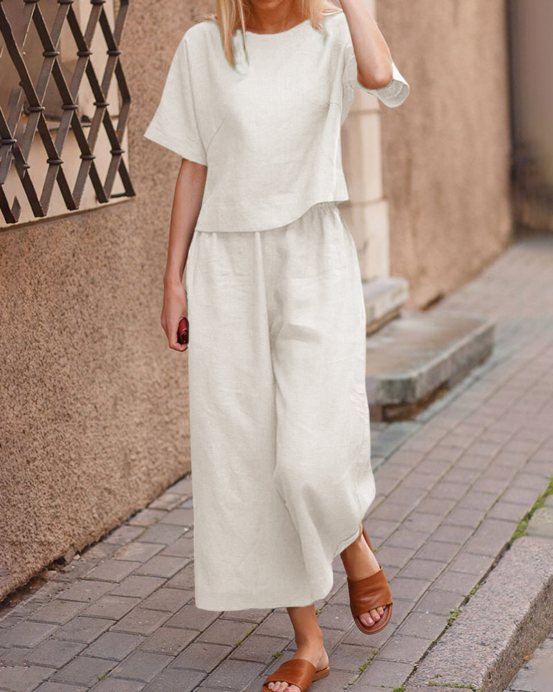 Alina - Modern Tweedelig Set met Fladdertop voor Dames | Stijlvol en Comfortabel Outfit